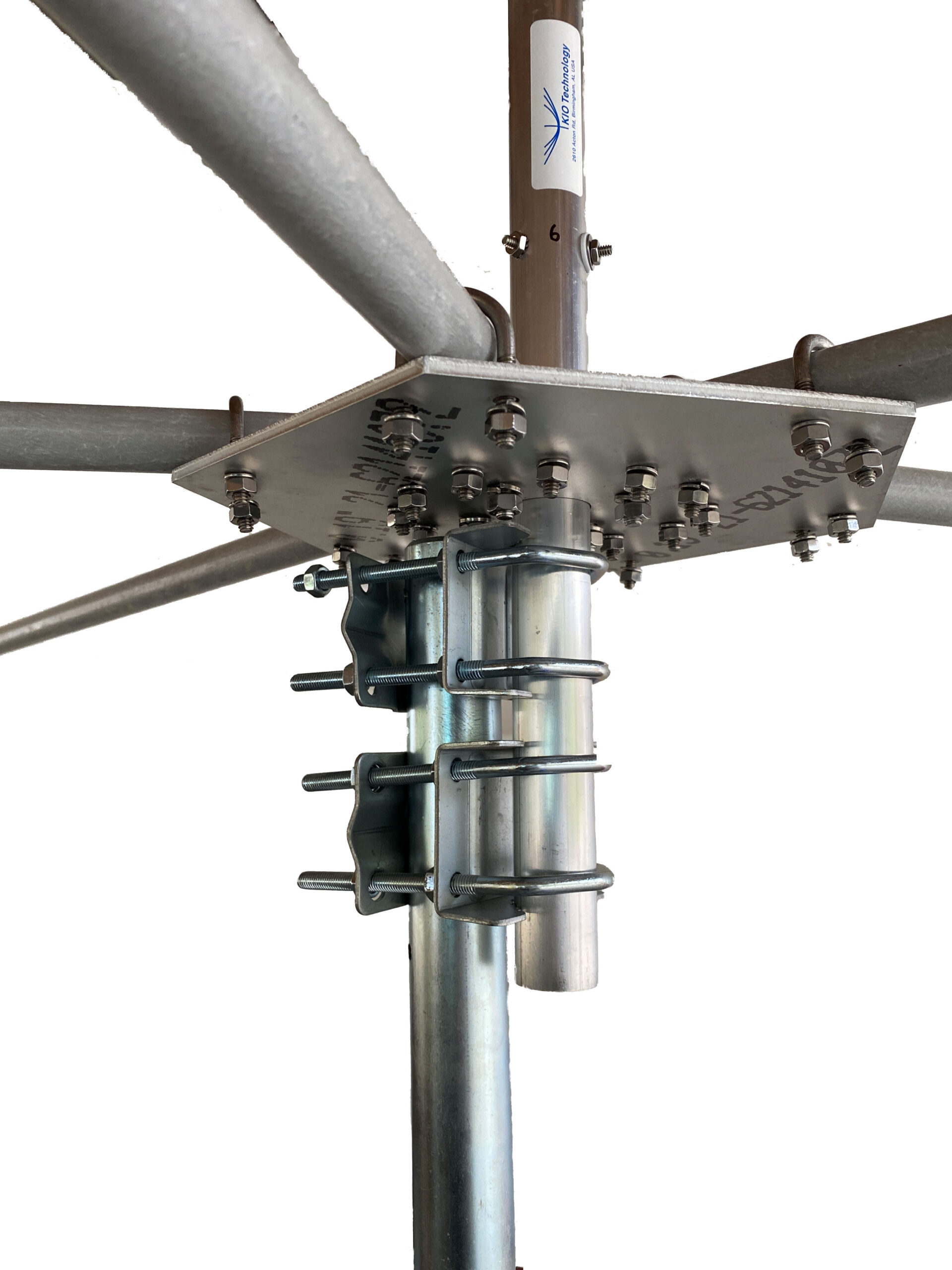 K4KIO Hex Beam — Method 3: Pipe-to-pipe clamp mount